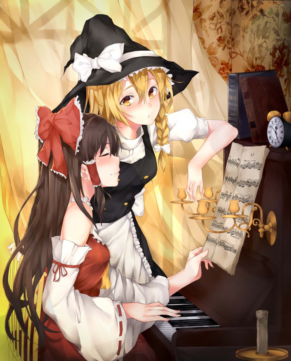 hakurei_reimu, kirisame_marisa, parody, rokukatamari, touhou, witch