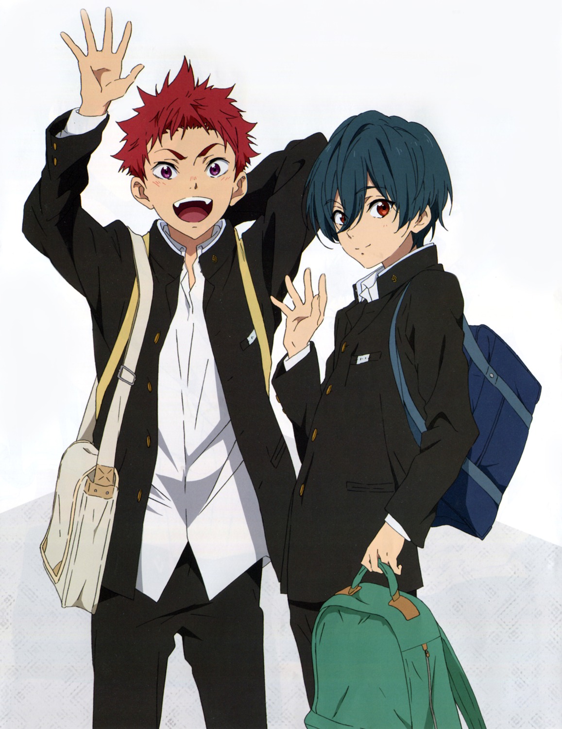 free!, high_speed!, kirishima_ikuya, male, nagahama_ayaka, seifuku, shiina_asahi