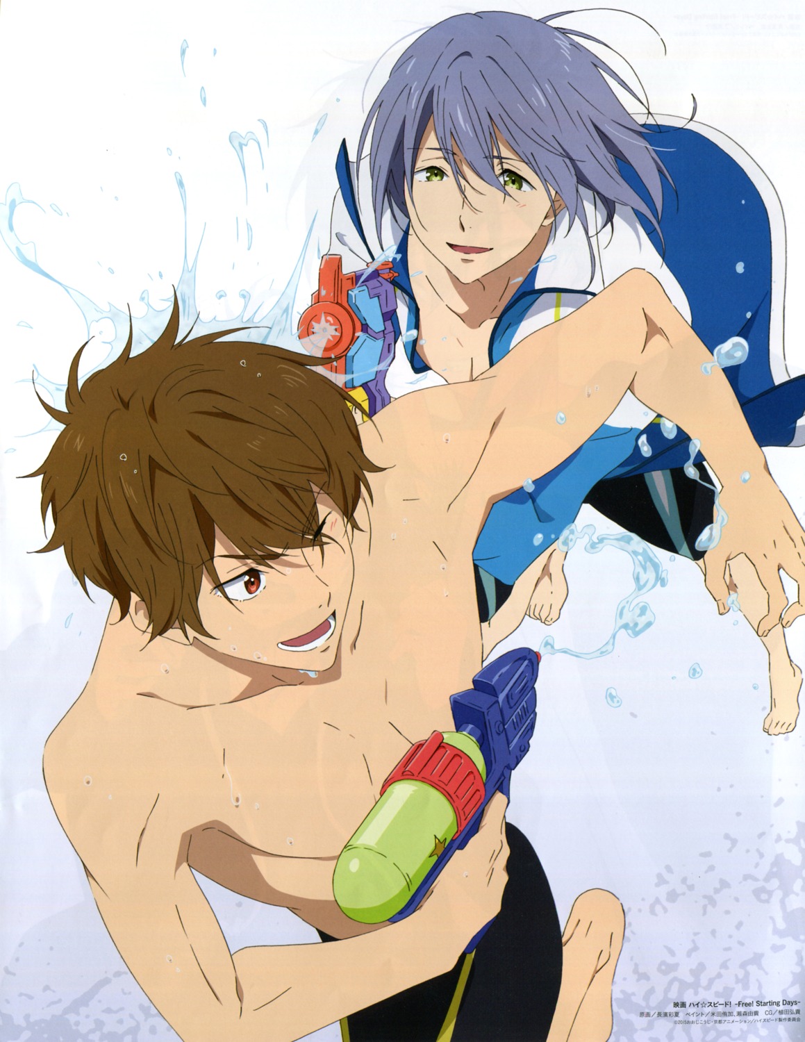 free!, high_speed!, kirishima_natsuya, male, nagahama_ayaka, serizawa_nao, swimsuits, topless