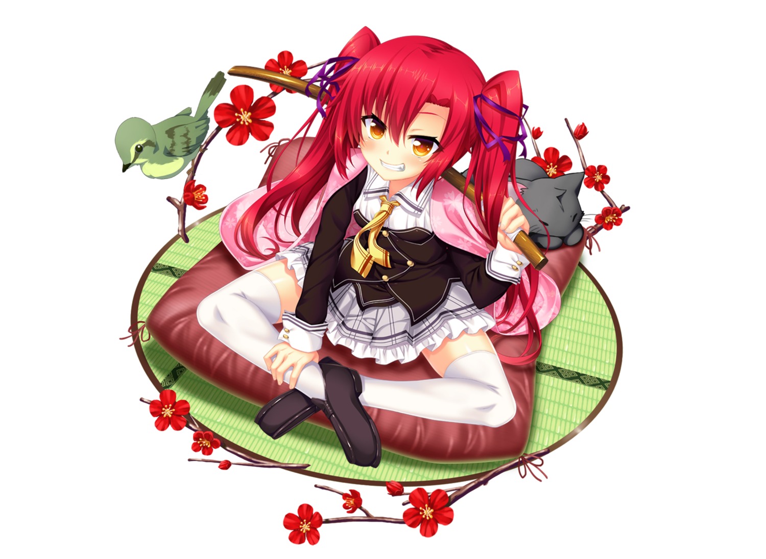 harukaze-soft, neko, nora_to_oujo_to_noraneko_heart_-nora_princess_and_stray_cat.-, oozora_itsuki, seifuku, sword, takada_nobuchina, thighhighs