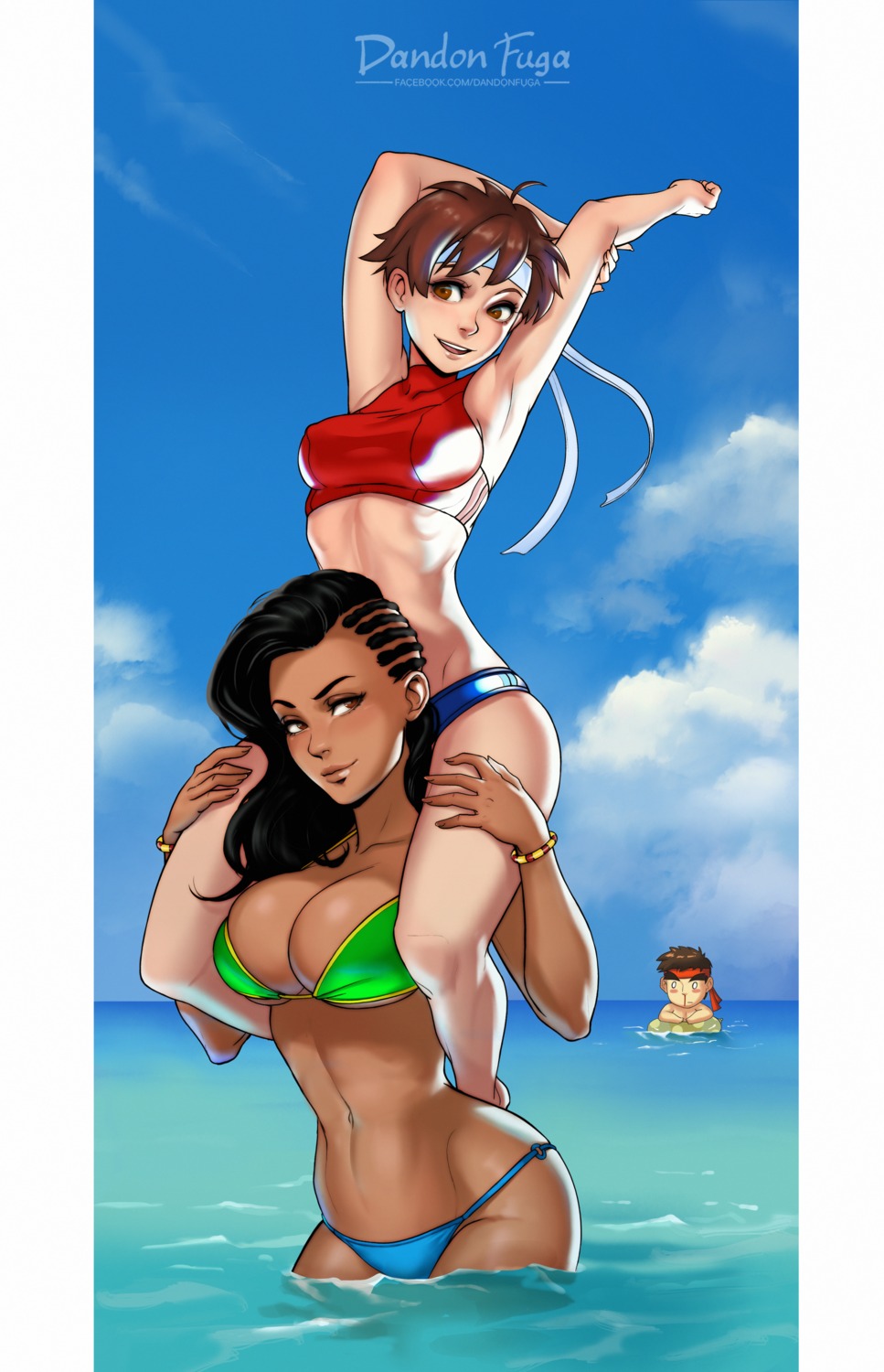 bikini, cleavage, dandon_fuga, duplicate, kasugano_sakura, laura_matsuda, ryuu, street_fighter