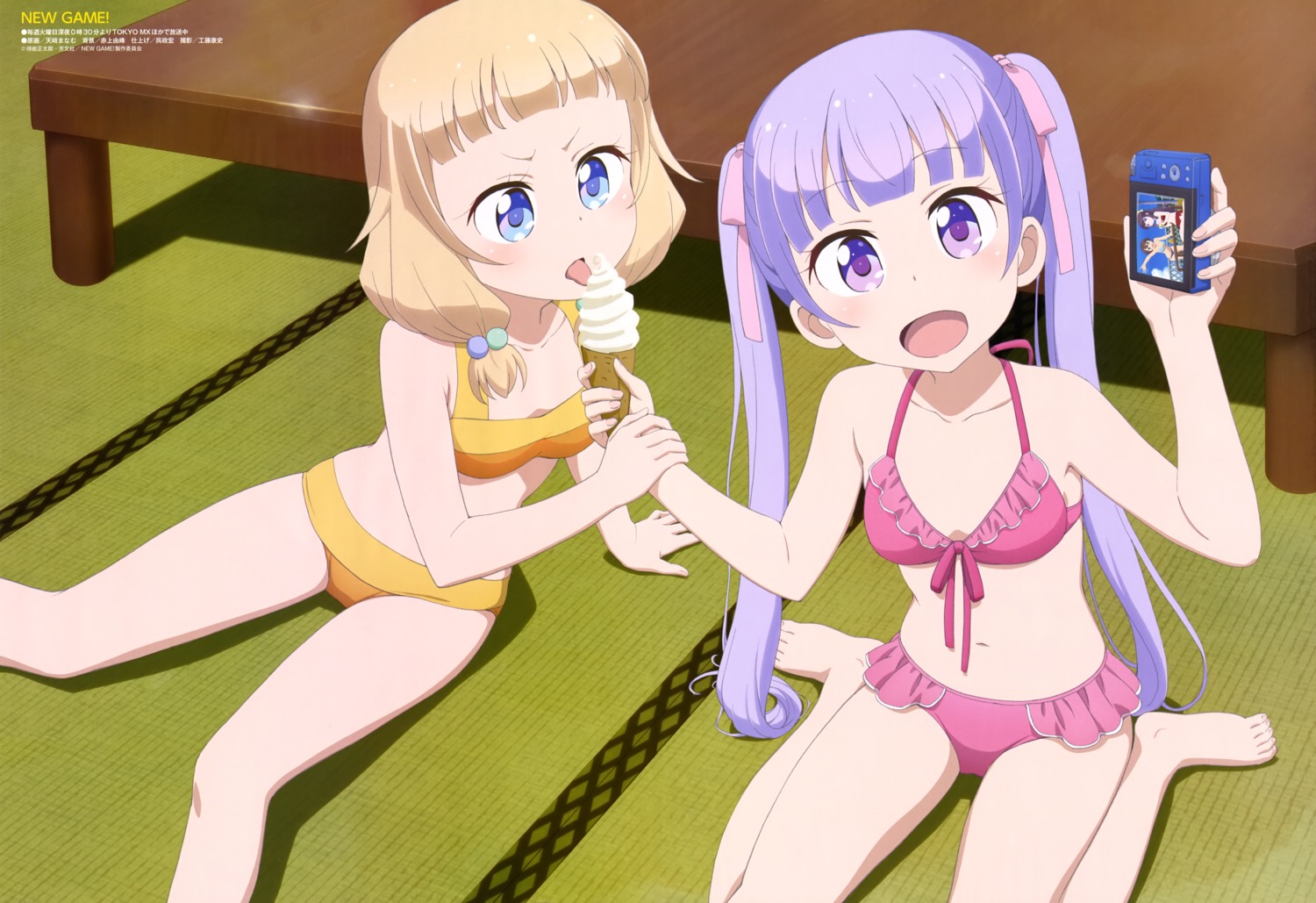 amasaki_manamu, bikini, cleavage, feet, new_game!, sakura_nene, suzukaze_aoba, swimsuits