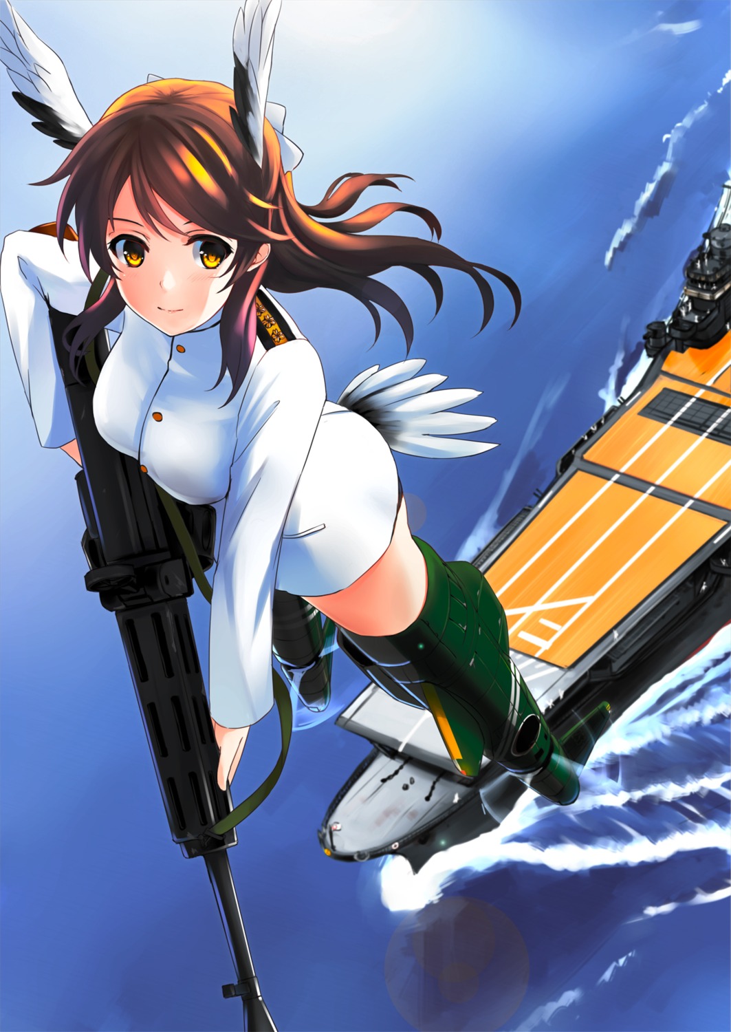 animal_ears, brave_witches, gun, karibuchi_takami, mizuki_ame, strike_witches, tail, uniform