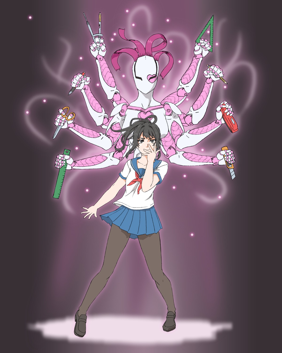 aea, ayano_aishi, jojo_no_kimyou_na_bouken, mecha, pantyhose, seifuku, yandere_simulator
