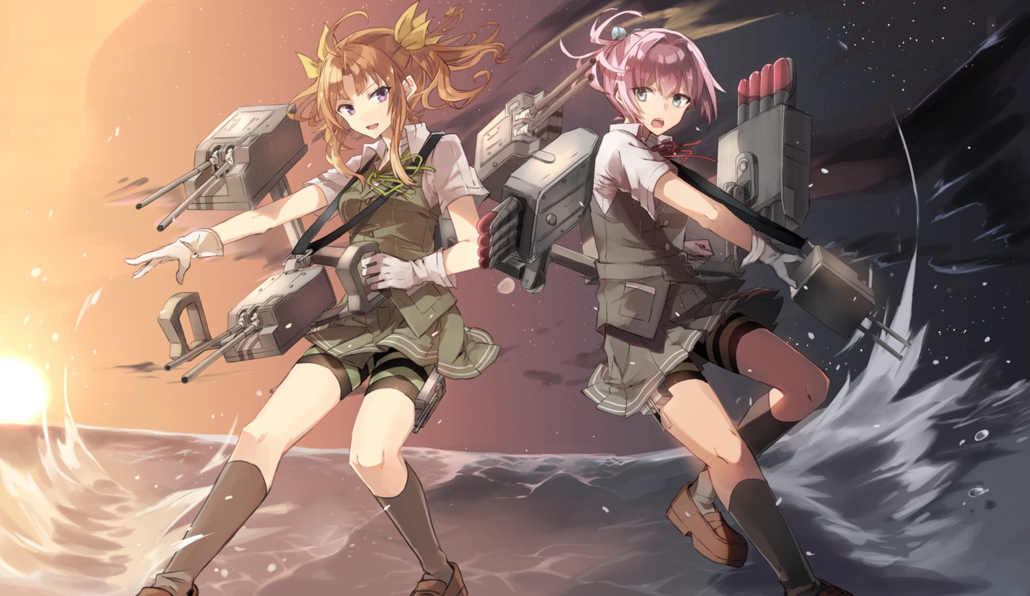 bike_shorts, chibirisu, kagerou_(kancolle), kantai_collection, seifuku, shiranui_(kancolle)