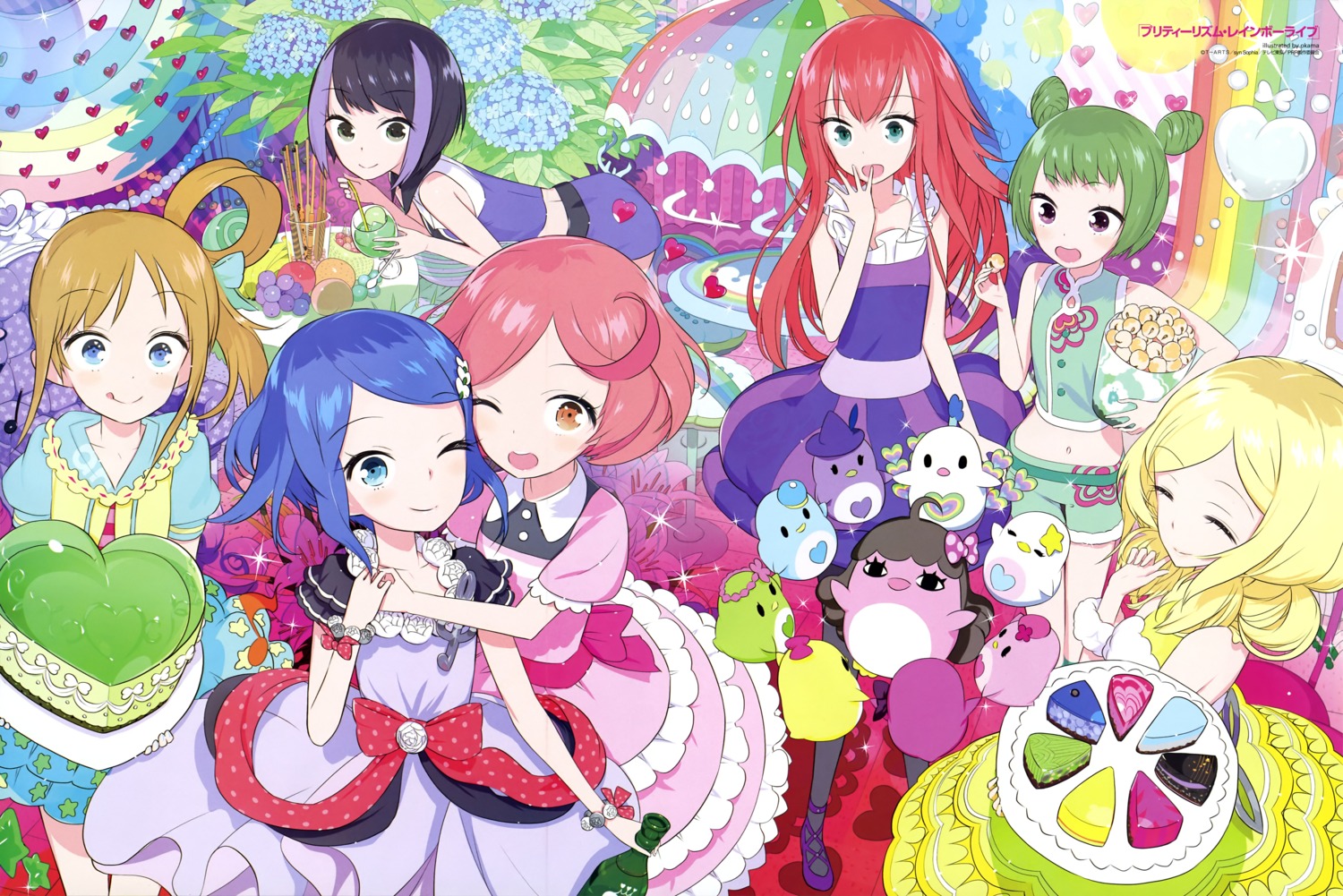 ayase_naru, dress, fukuhara_an, morizono_wakana, okama, pantyhose, pretty_rhythm, pretty_rhythm:_rainbow_live
