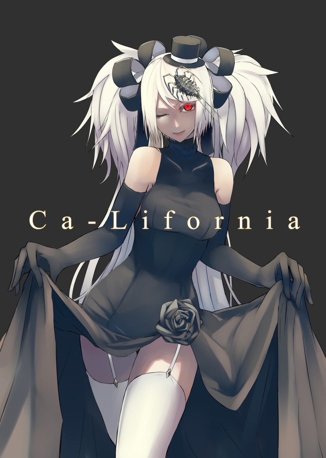 calne_ca, dress, jikeshi, skirt_lift, stockings, thighhighs