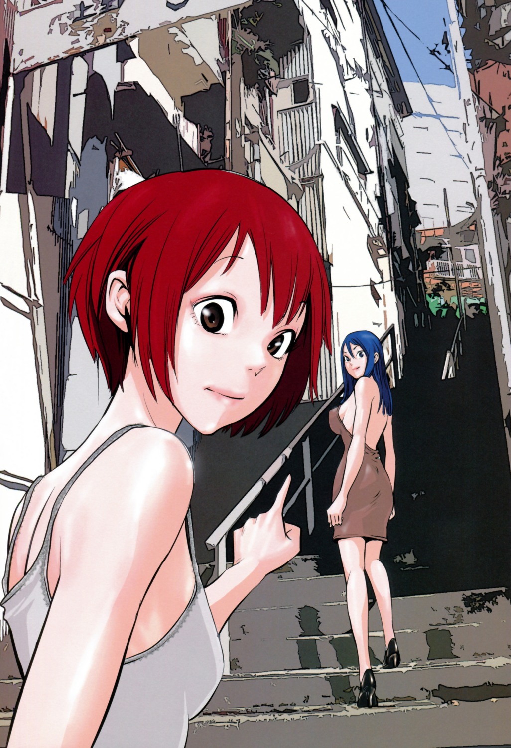 dress, heels, hiramoto_akira, no_bra