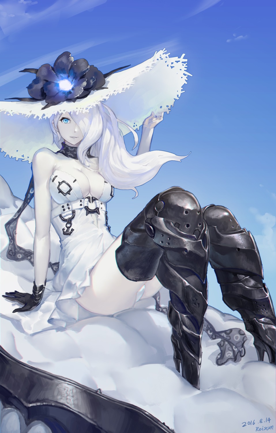 cleavage, dress, heels, kantai_collection, pantsu, reisun001, seaport_summer_hime, sword