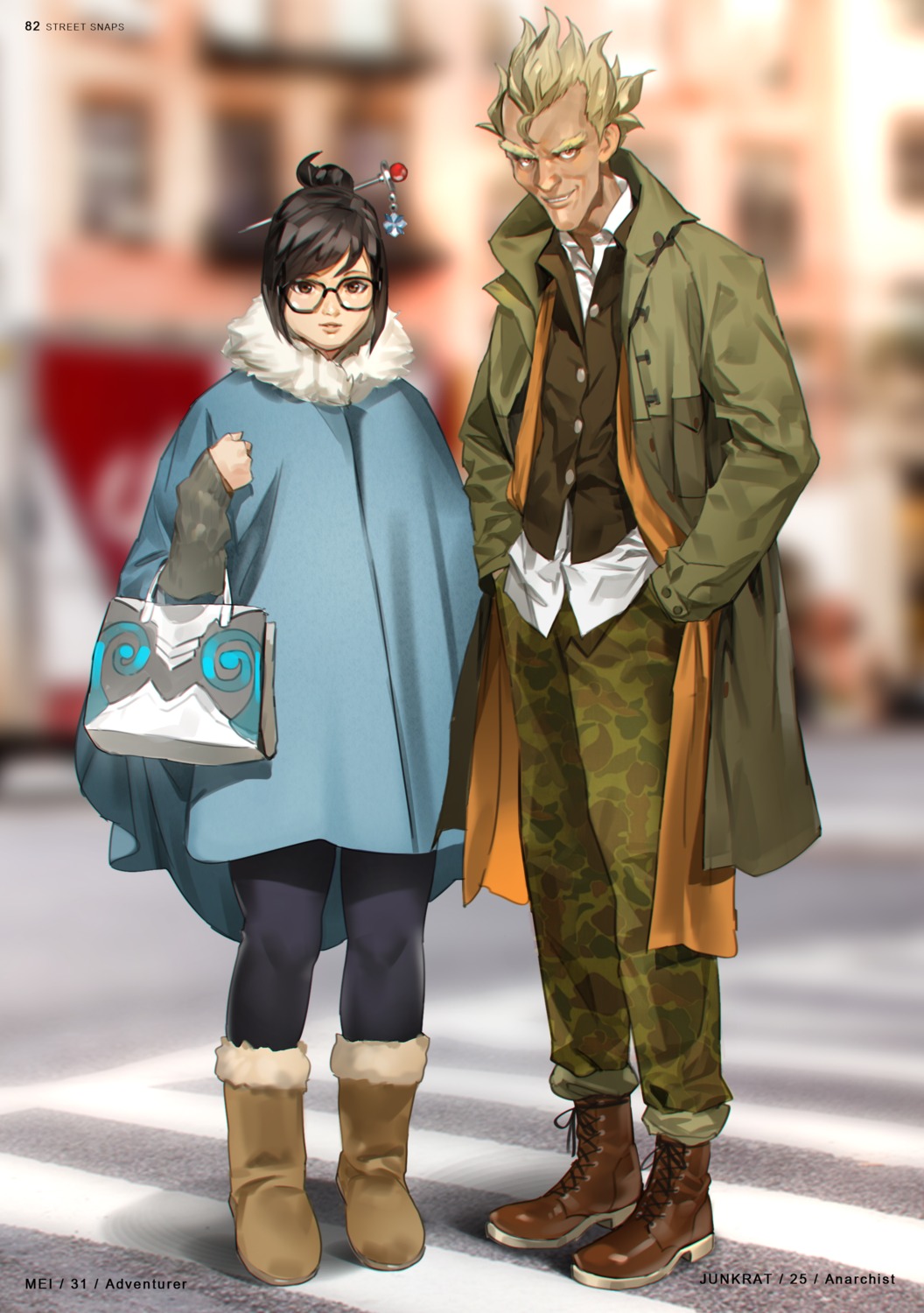 junkrat, megane, mei_(overwatch), overwatch, pantyhose, yd_(orange_maru)