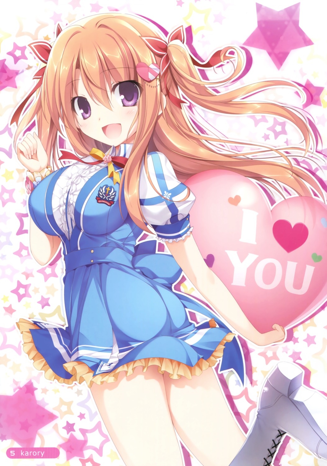 floral_flowlove, heels, karory, mihato_kano, saga_planets, seifuku, skirt_lift