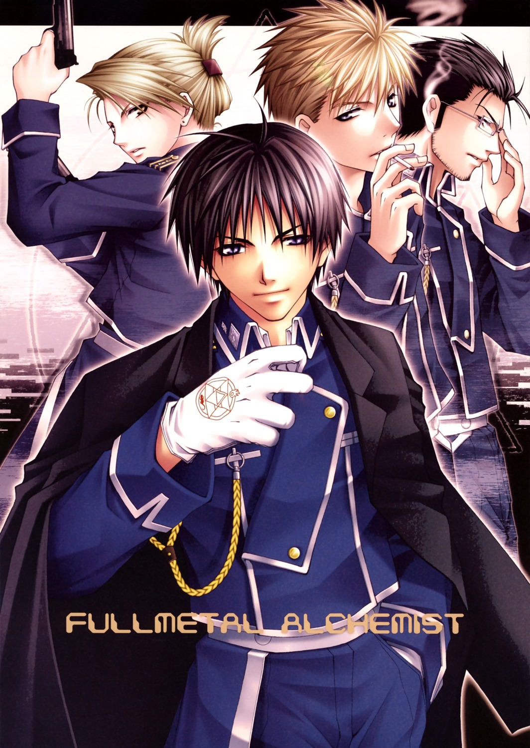 fullmetal_alchemist, jean_havoc, maes_hughes, ren_aiki, riza_hawkeye, roy_mustang