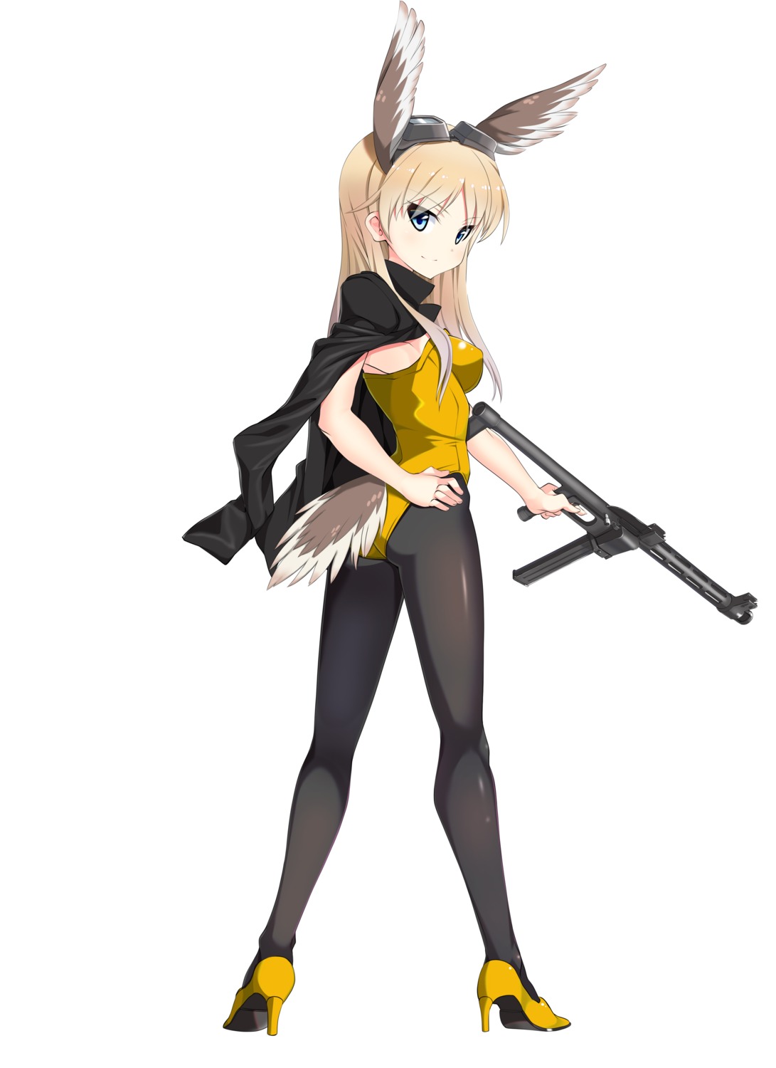 a9b_(louis814), animal_ears, gun, hanna-justina_marseille, heels, pantyhose, strike_witches, tail
