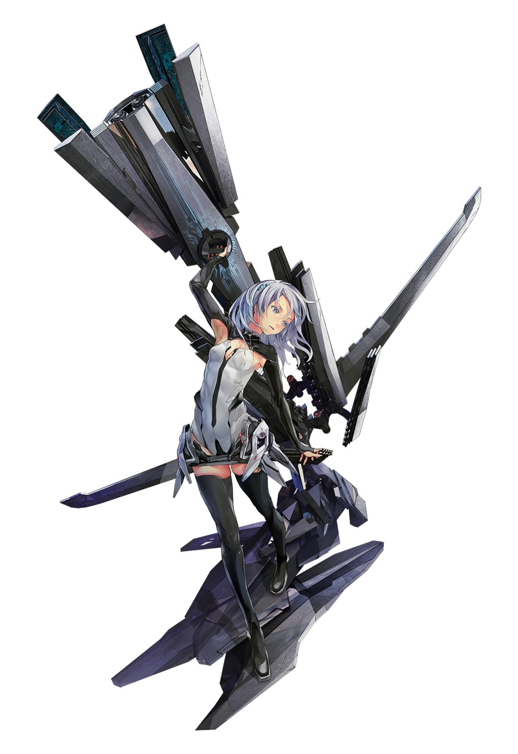 beatless, cleavage, lacia, redjuice, thighhighs, weapon