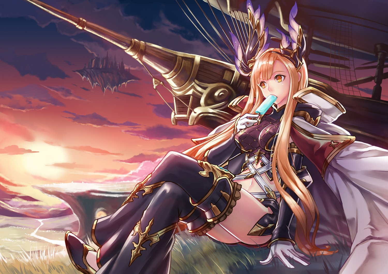 armor, granblue_fantasy, iyokamioto, song_(granblue_fantasy), thighhighs