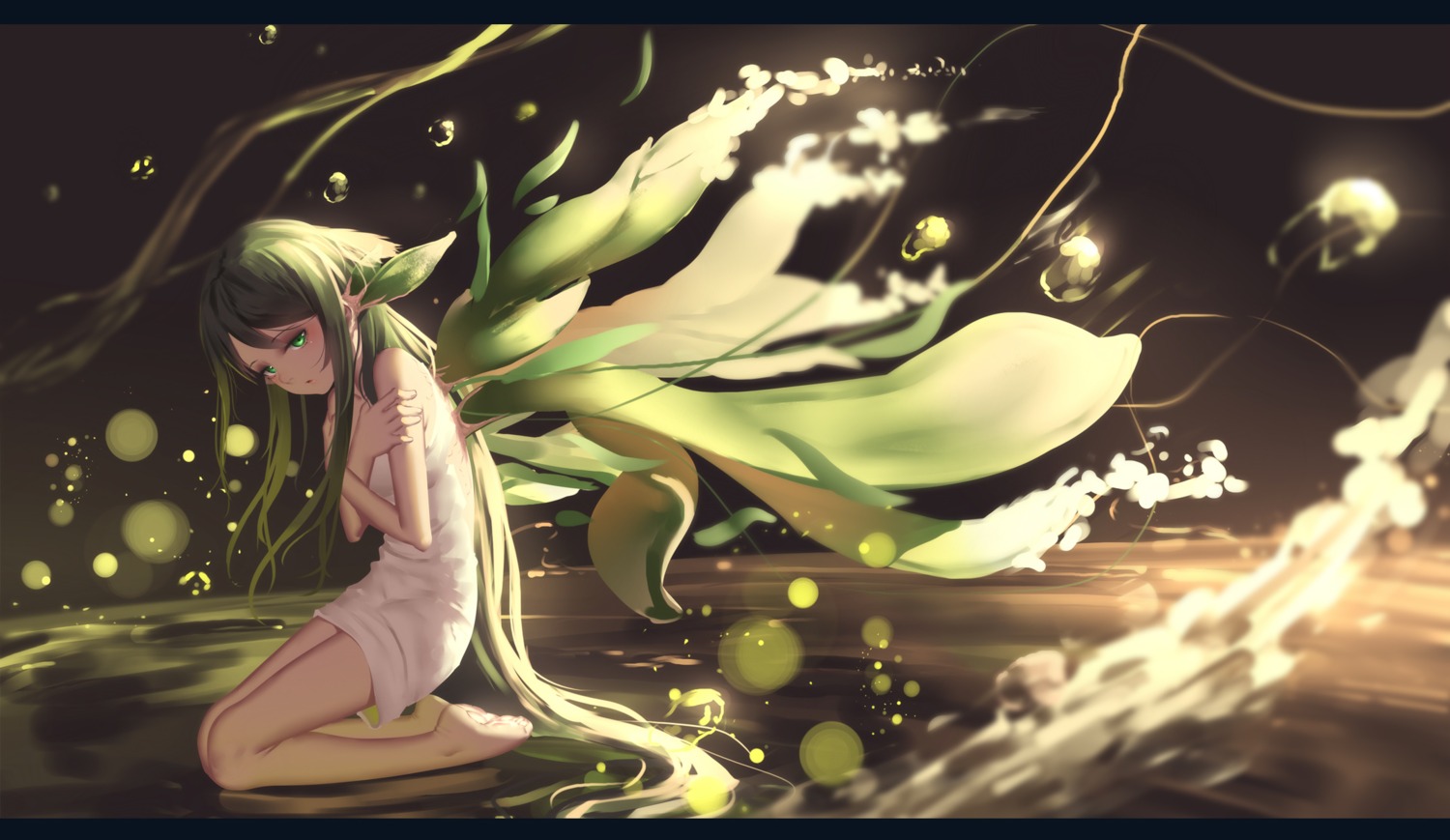 breast_hold, dress, hk_(hk), pointy_ears, saya, saya_no_uta, wings