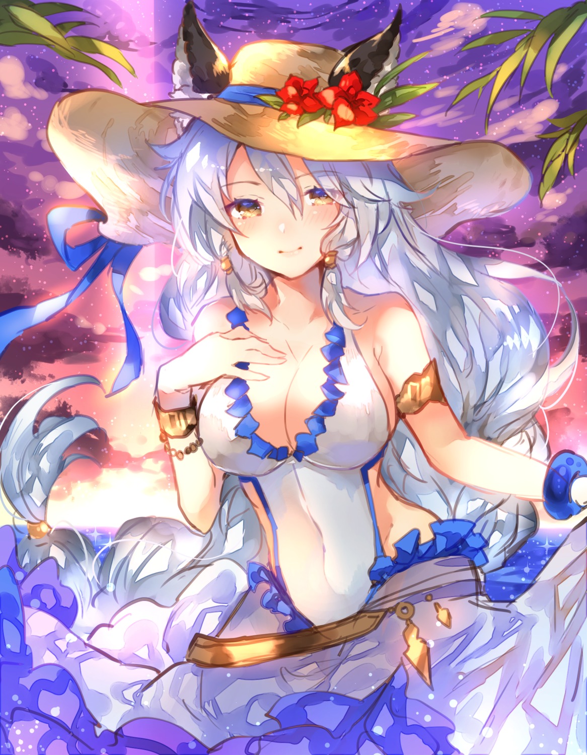 animal_ears, cleavage, dress, granblue_fantasy, heles, sweetroad