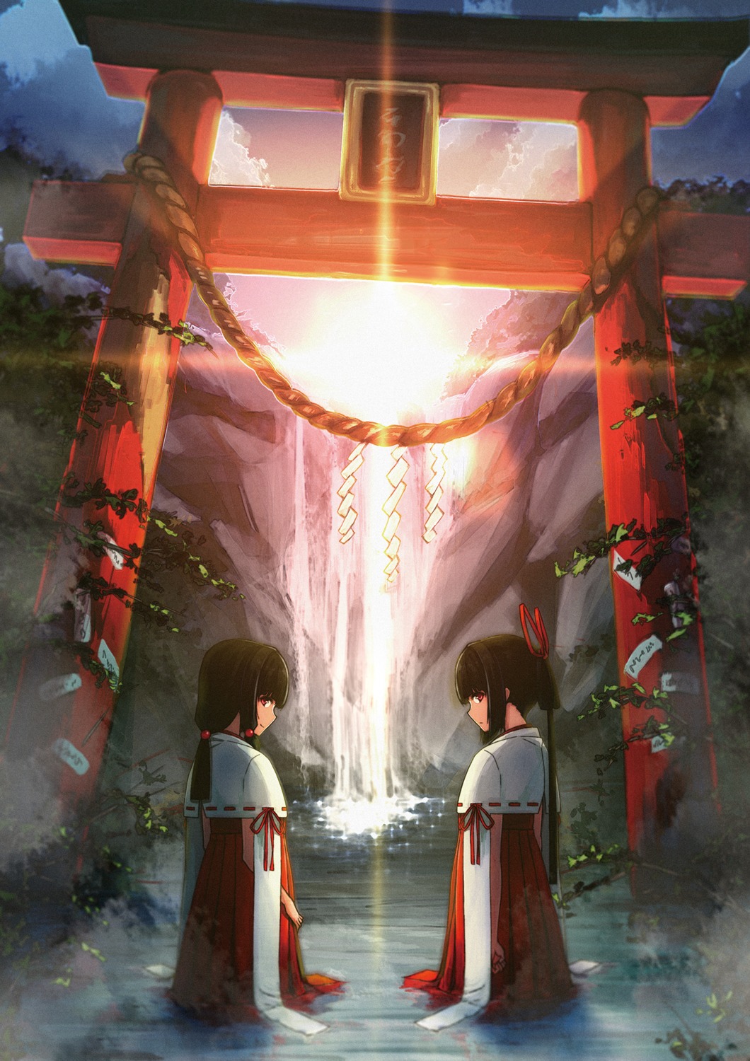 japanese_clothes, miko, shirousagi_uyu, wet