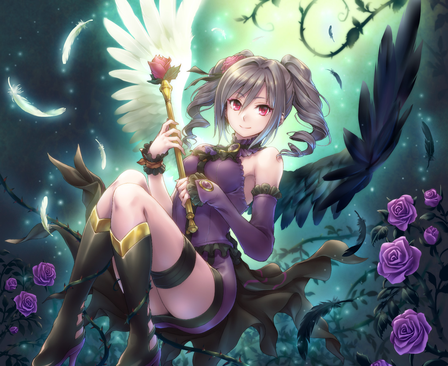 dress, garter, heels, kanzaki_ranko, the_idolm@ster, the_idolm@ster_cinderella_girls, toshi, wings