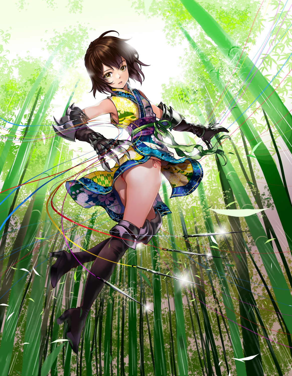 armor, ass, chushengdao, heels, japanese_clothes, kaku-san-sei_million_arthur, pantsu, string_panties