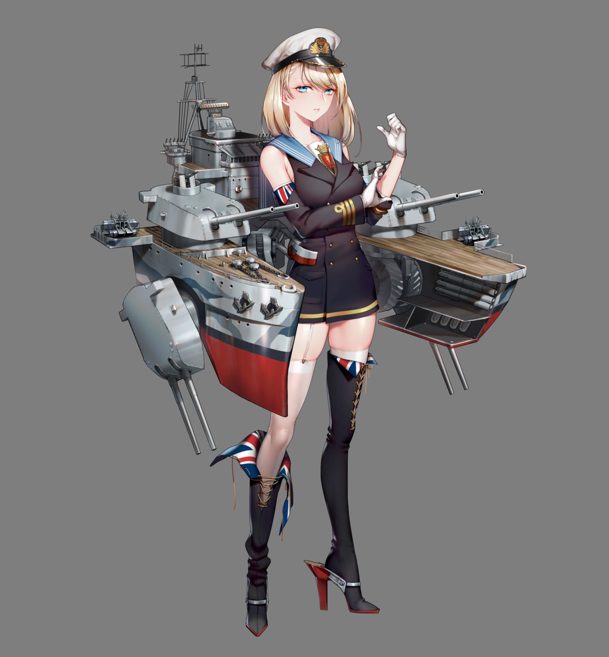 battleship_girl, heels, quuni, stockings, thighhighs, transparent_png, uniform