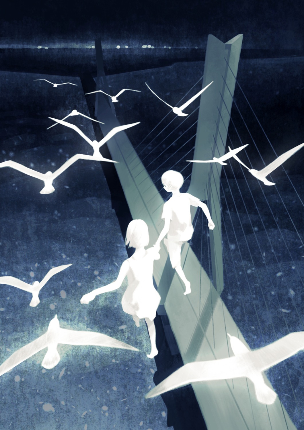 dress, feet, landscape, silhouette, toh_omiya