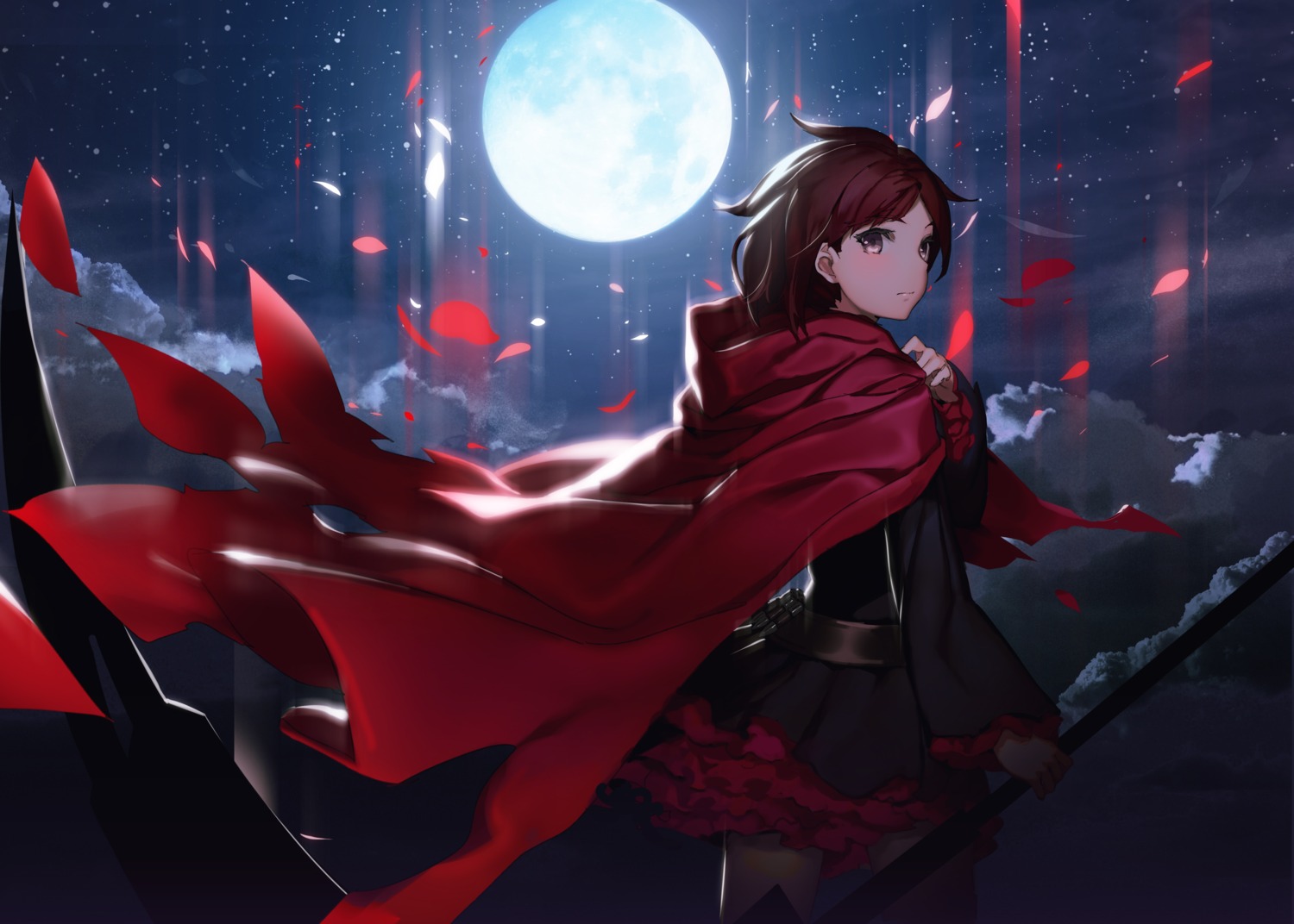 dress, izumi_sai, pantyhose, ruby_rose, rwby, weapon