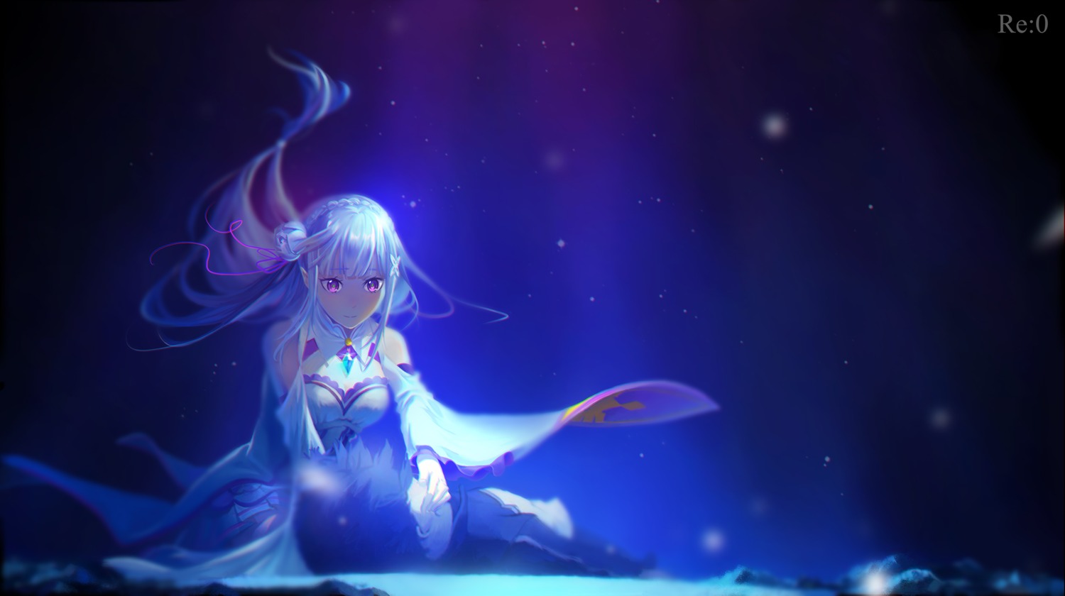 e=mc2_(pixiv9387811), elf, emilia_(re_zero), natsuki_subaru, pointy_ears, re:zero_kara_hajimeru_isekai_seikatsu