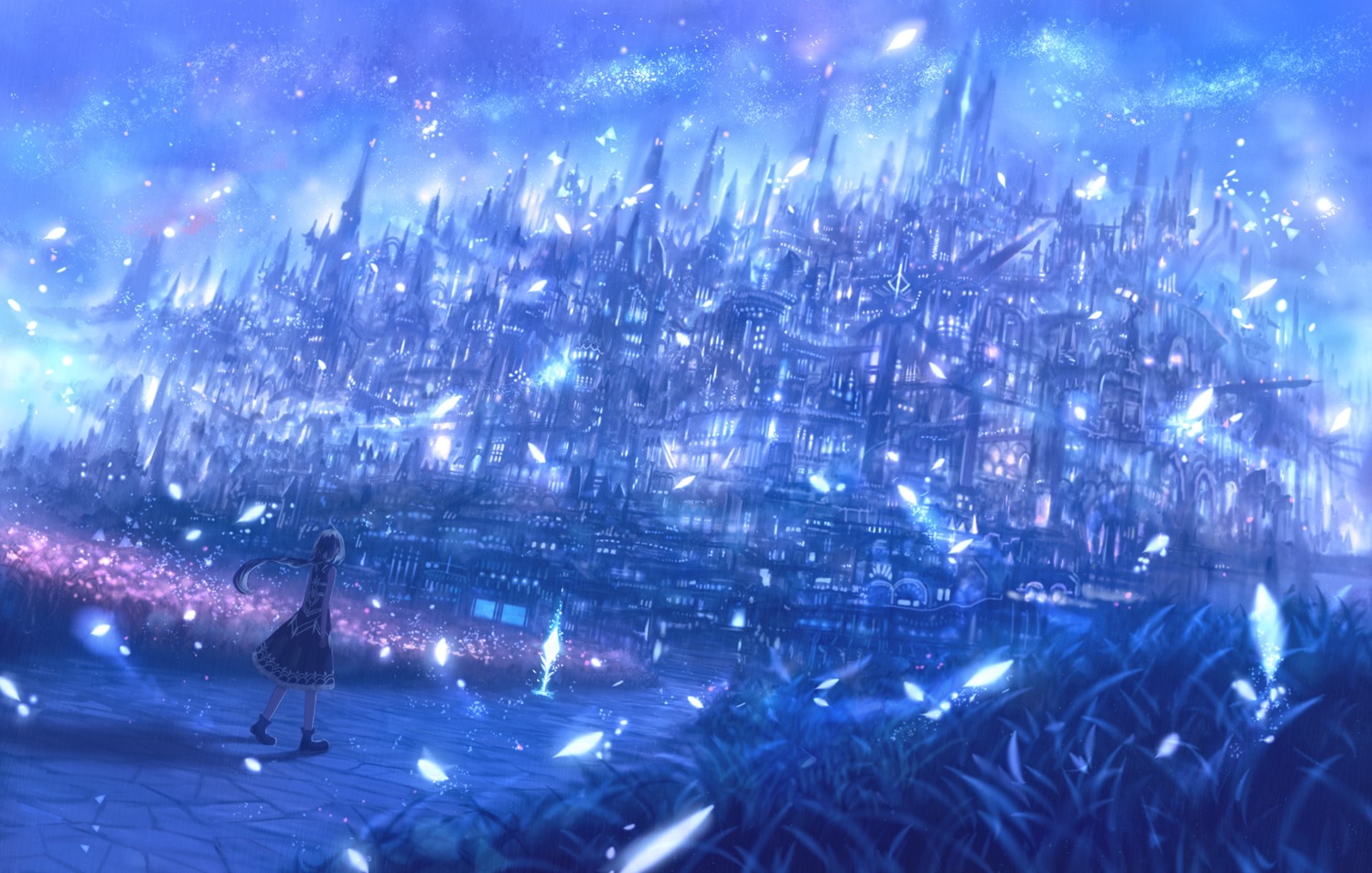 dress, landscape, sakimori