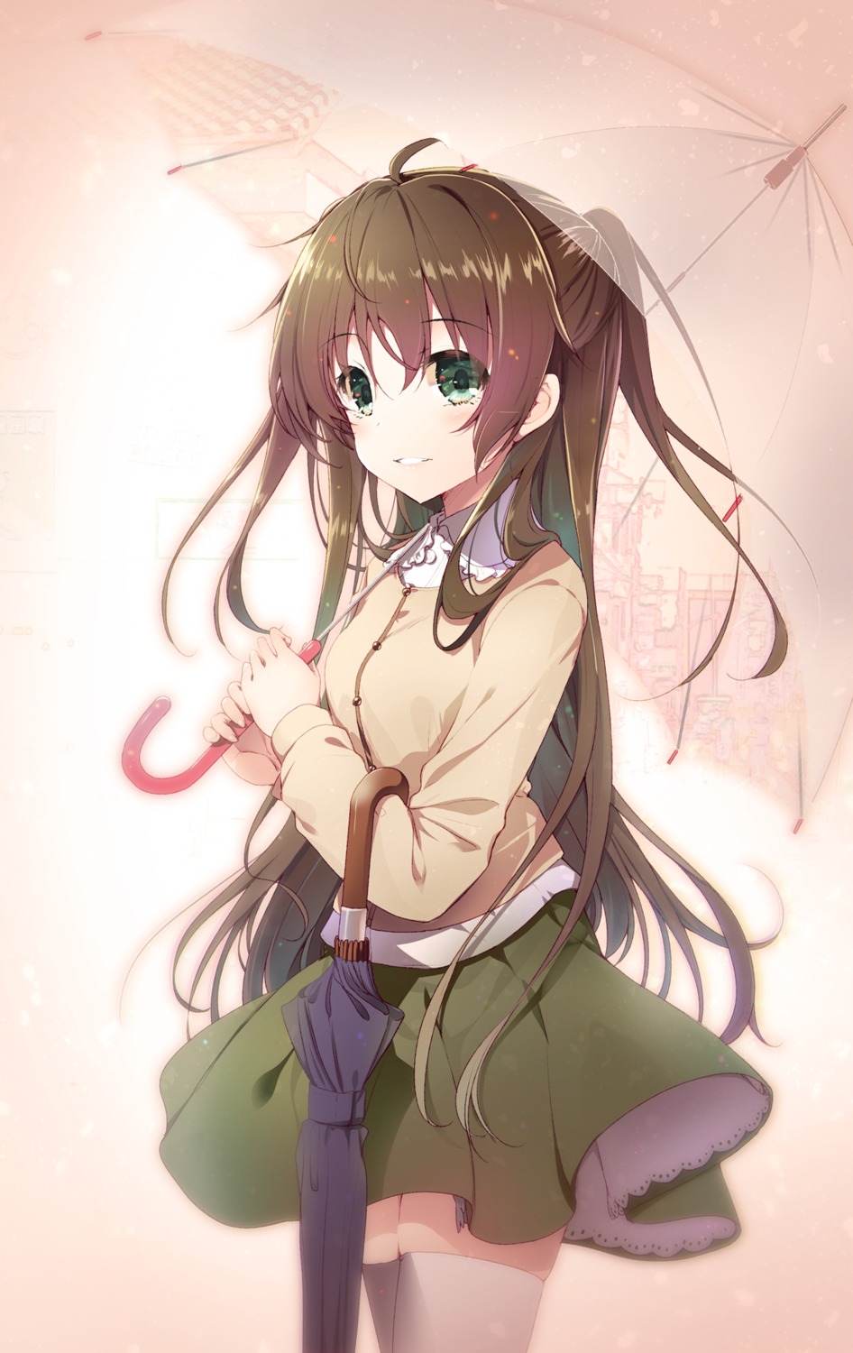akahito, tamasaka_makoto, thighhighs, tokyo_7th_sisters, umbrella