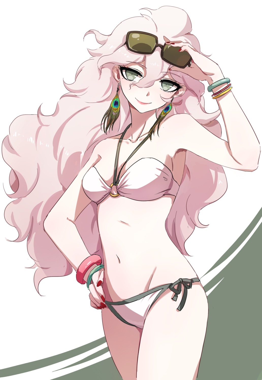 bikini, cleavage, dangan-ronpa, dangan-ronpa_2, genderswap, komaeda_nagito, megane, swimsuits, yolk_tomatosauce