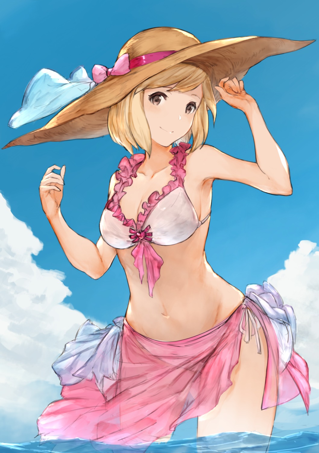 bikini, cleavage, djeeta_(granblue_fantasy), granblue_fantasy, see_through, swimsuits, wet, yashigaras