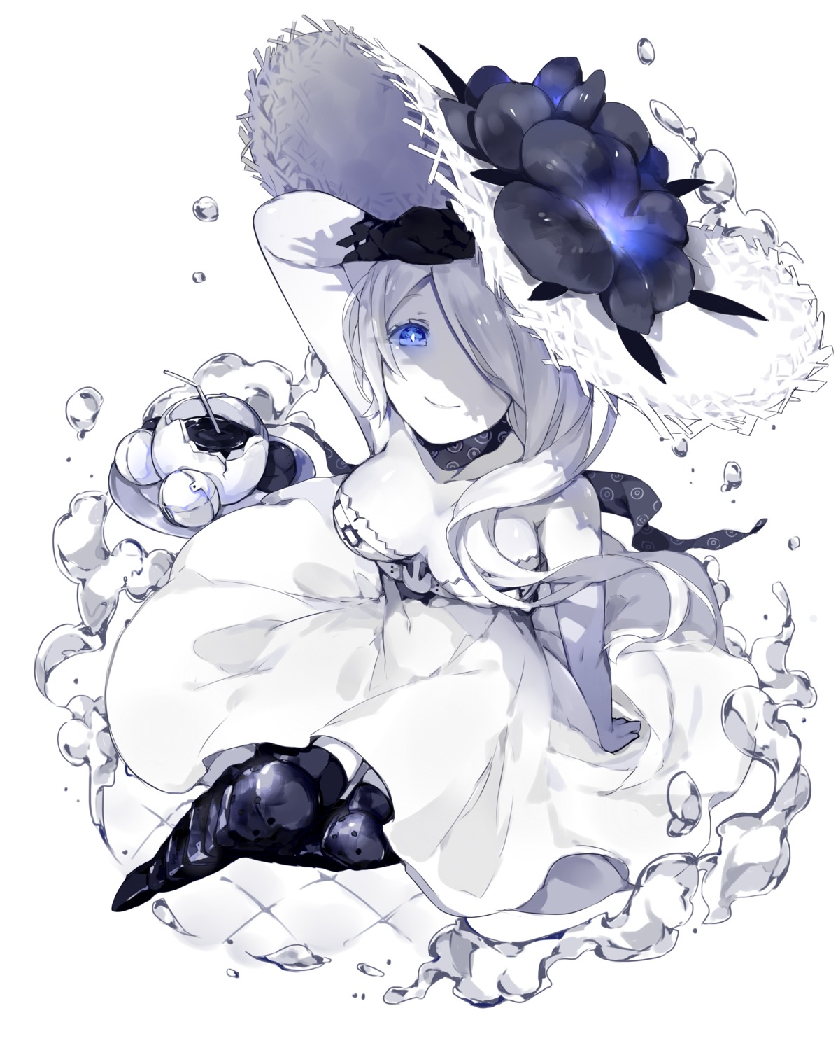 cleavage, dress, kantai_collection, miyuki_(miyuki0529), seaport_summer_hime, thighhighs