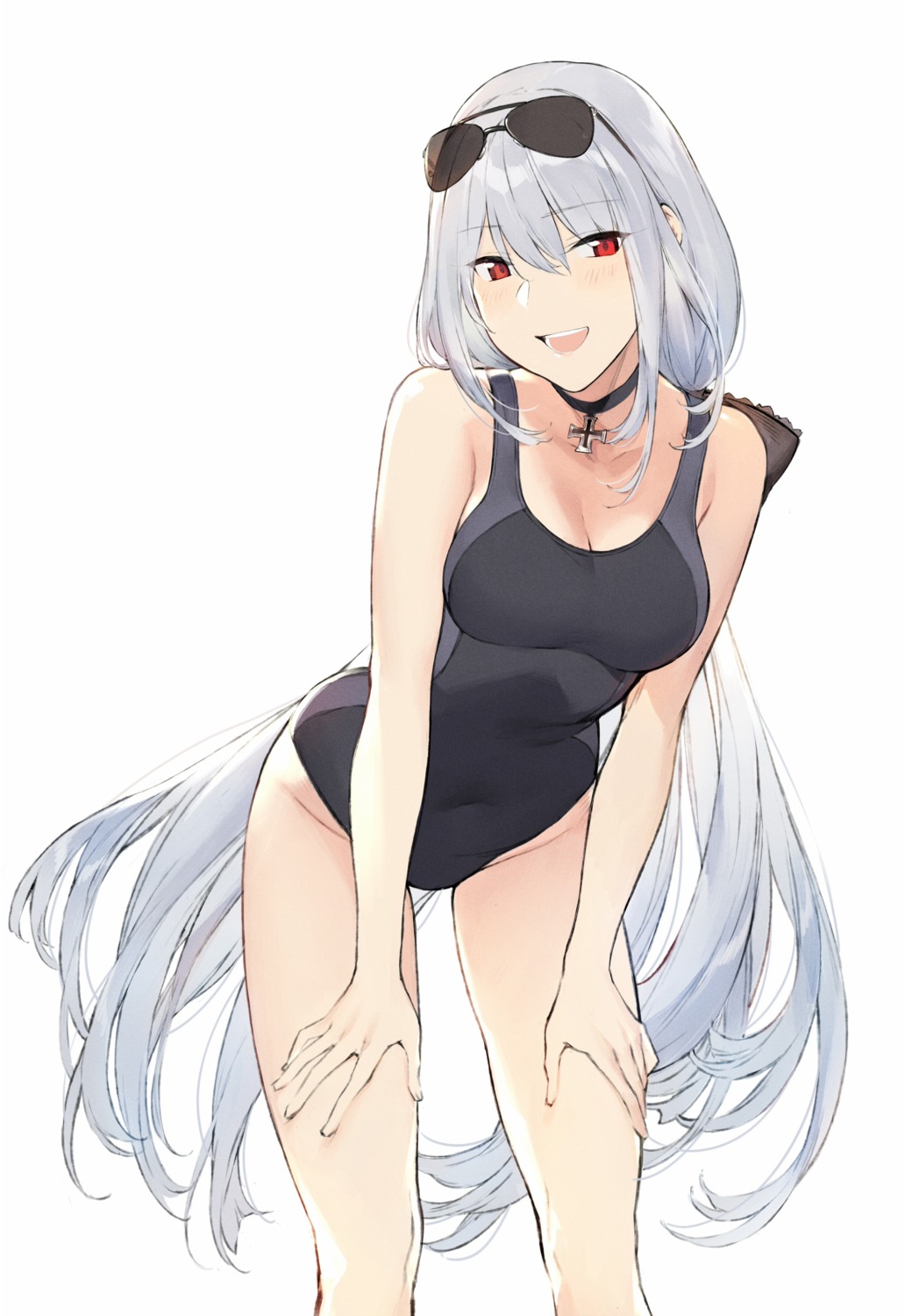 cleavage, duoyuanjun, girls_frontline, kar98k_(girls_frontline), megane, swimsuits