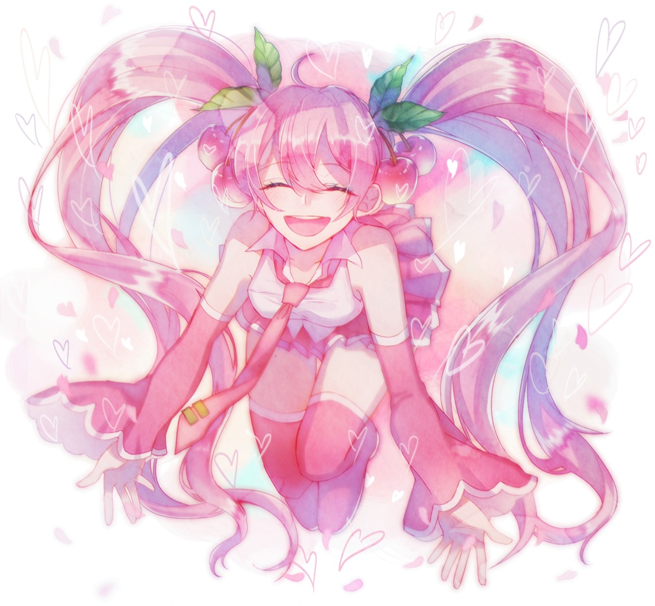 hatsune_miku, sakura_miku, ume_neko, vocaloid