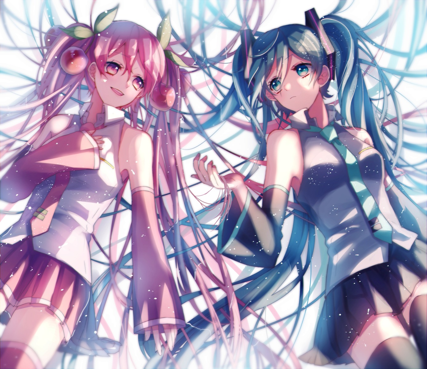 hatsune_miku, sakura_miku, thighhighs, ume_neko, vocaloid