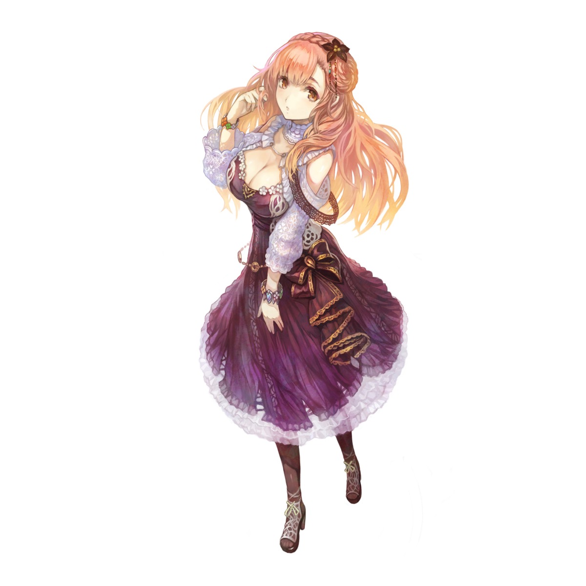 cleavage, dress, heels, lyuritis, yoru_no_nai_kuni, yoshiku