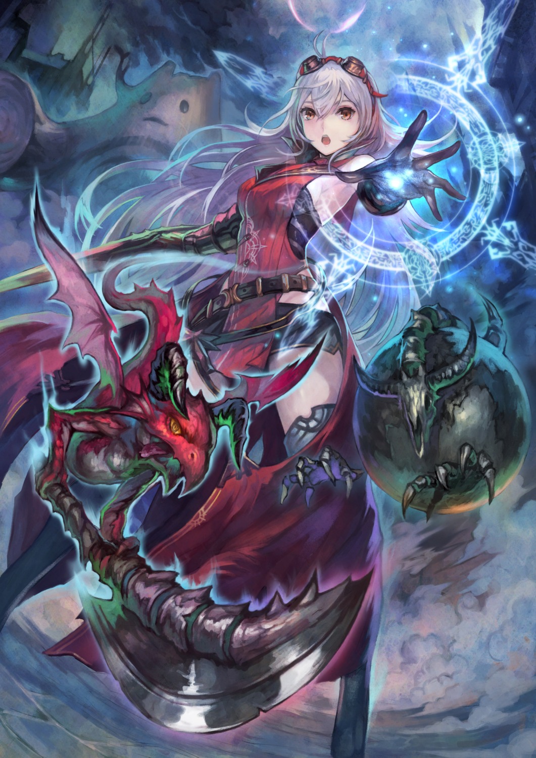 arnice_(yoru_no_nai_kuni), blader_soul, duplicate, gust_(company), meteor_bomber, monster, sword, thighhighs