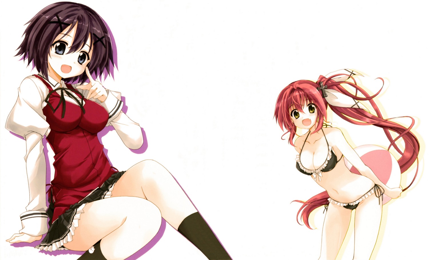 bikini, cleavage, minami_ouka, orangelo_machina, seifuku, shibamine_takashi, swimsuits, tsuki_tsuki!