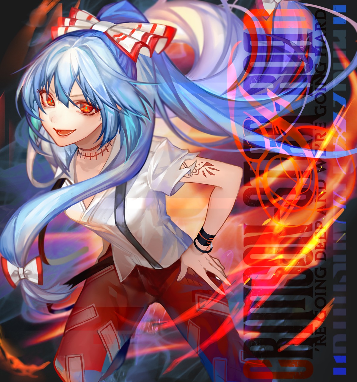 fujiwara_no_mokou, loalo, tattoo, touhou