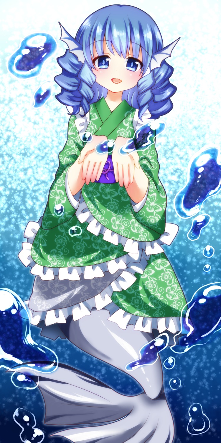 chako_(chakoxxx), maid, mermaid, monster_girl, tail, touhou, wa_maid, wakasagihime