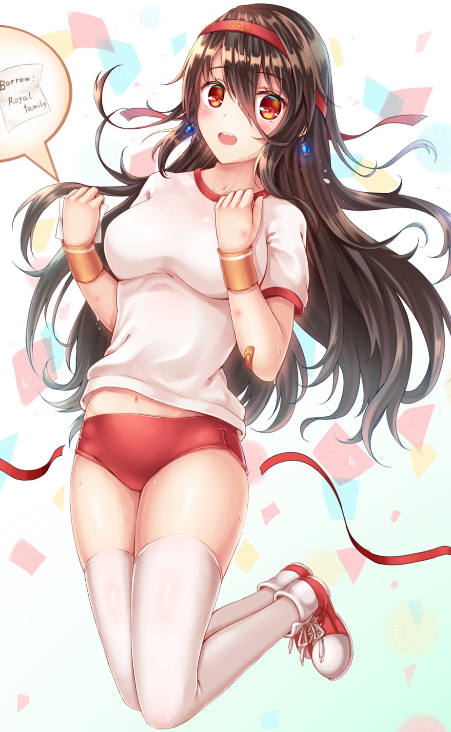 buruma, gym_uniform, queen_elizabeth_(zhanjianshaonv), thighhighs, van_(artist), zhanjianshaonv, zhou_yu_(van)