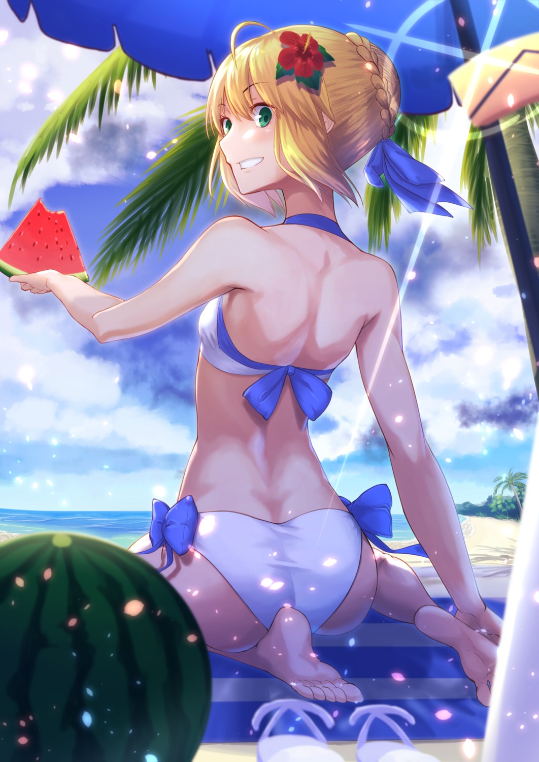 artoria_pendragon_(fate), ass, bikini, fate/extra, fate/grand_order, fate/stay_night, feet, lip-mil, swimsuits