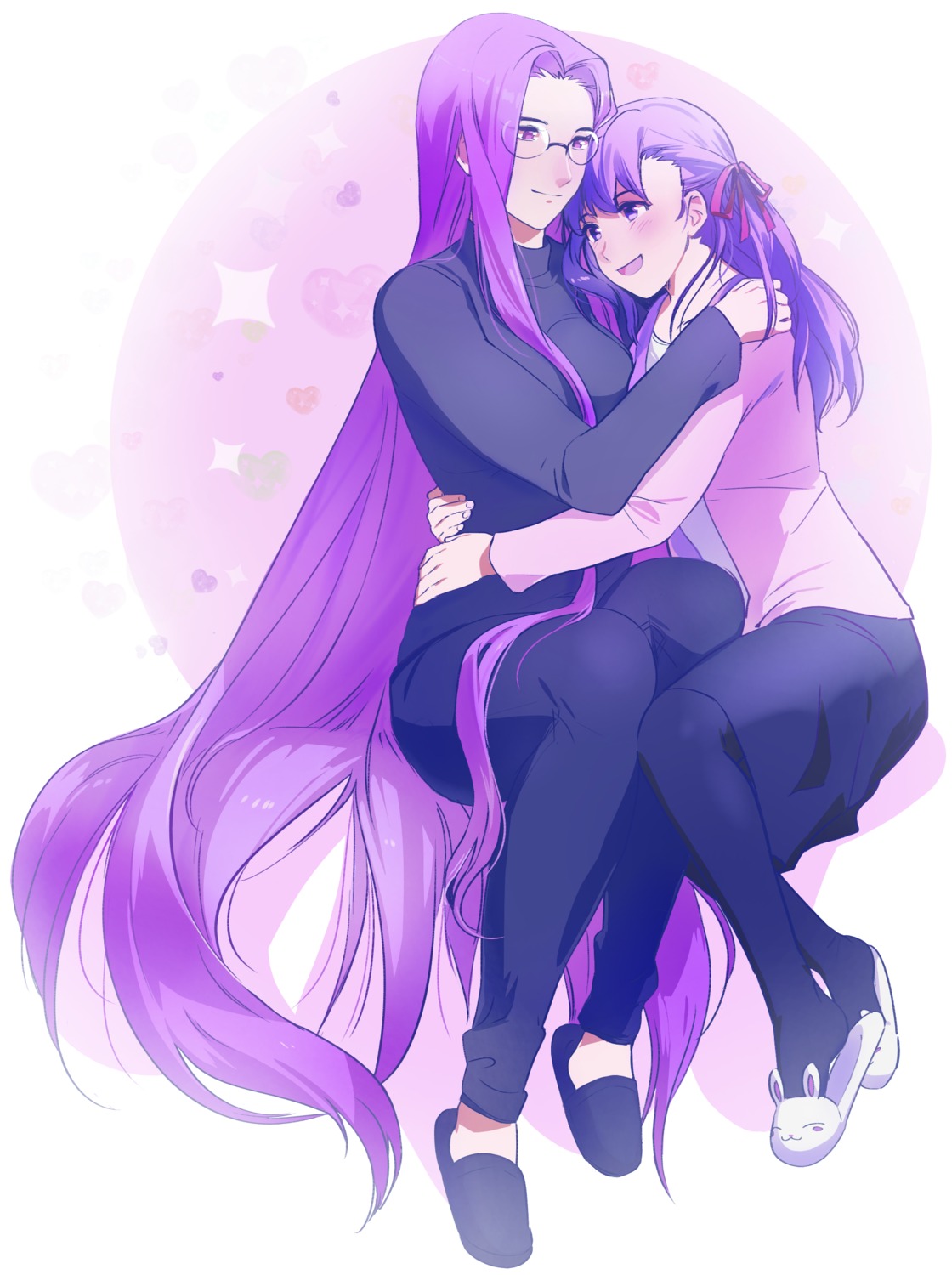 fate/stay_night, magical_ondine, matou_sakura, medusa_(fate), megane, thighhighs, yuri