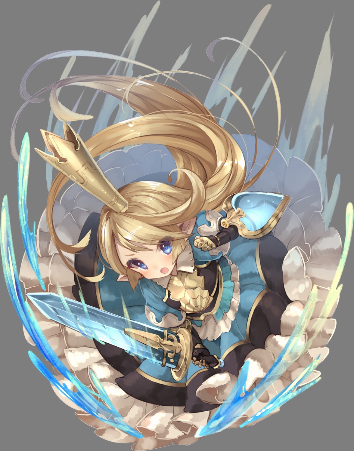 armor, charlotta_(granblue_fantasy), granblue_fantasy, pointy_ears, sword, transparent_png, usamata