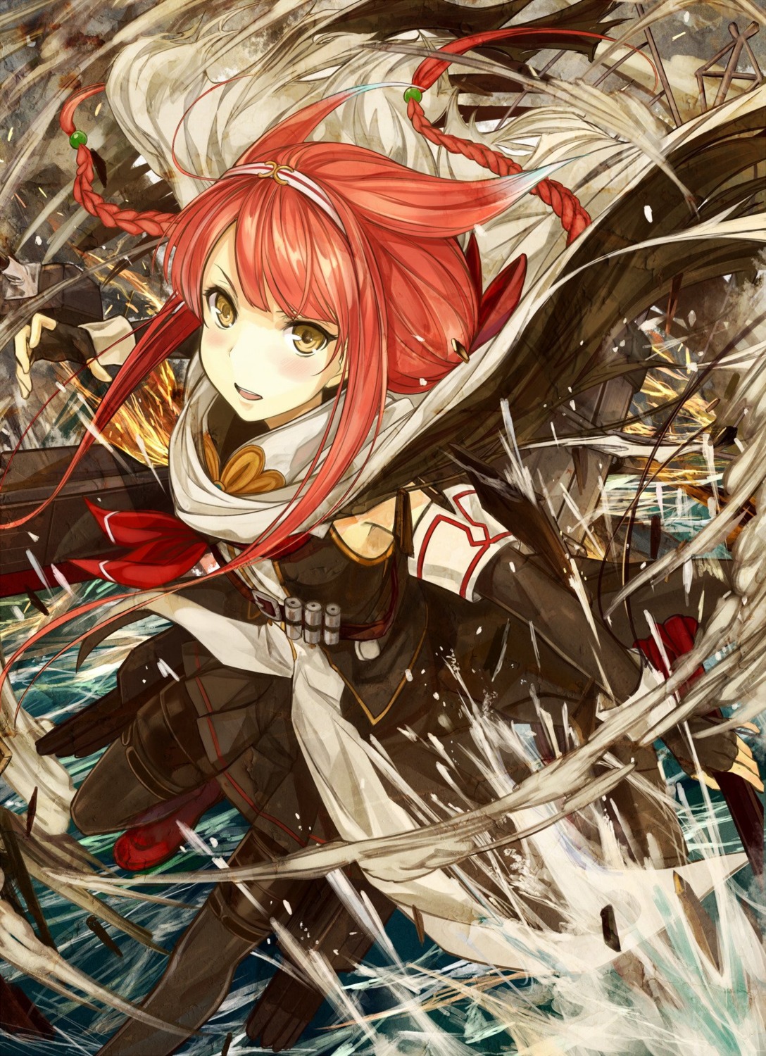 kantai_collection, kawakaze_(kancolle), kazabana_fuuka, weapon, wet