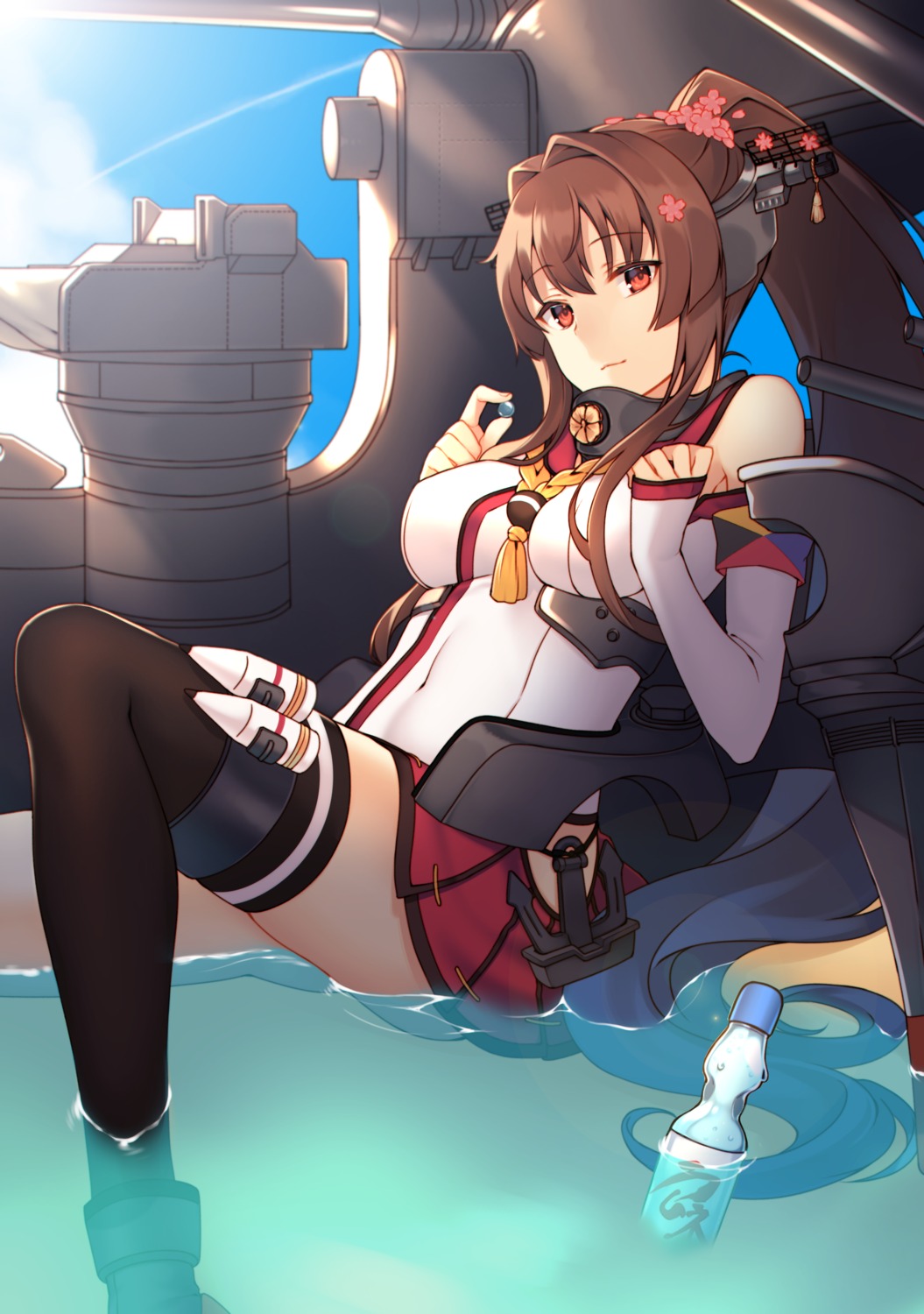 kantai_collection, lio_(rumei2265874644), thighhighs, wet, yamato_(kancolle)