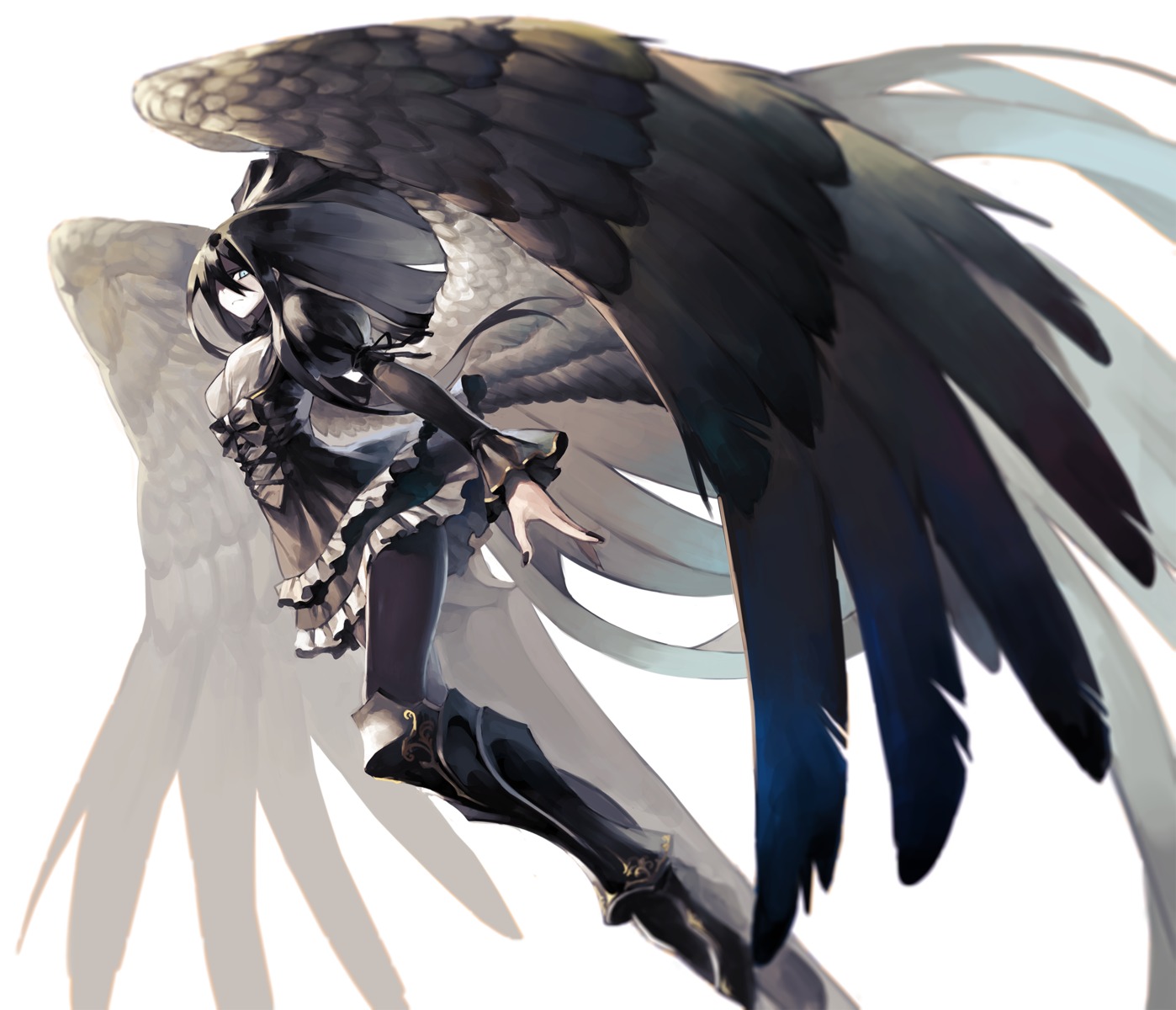 angel, armor, azuki_(azuki-taste), dress, lolita_fashion, pantyhose, wings