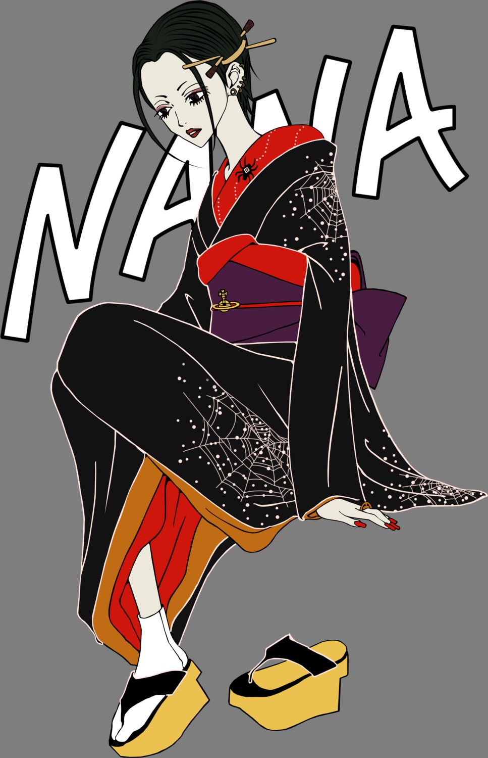kimono, nana_(series), osaki_nana, transparent_png, vector_trace, yazawa_ai