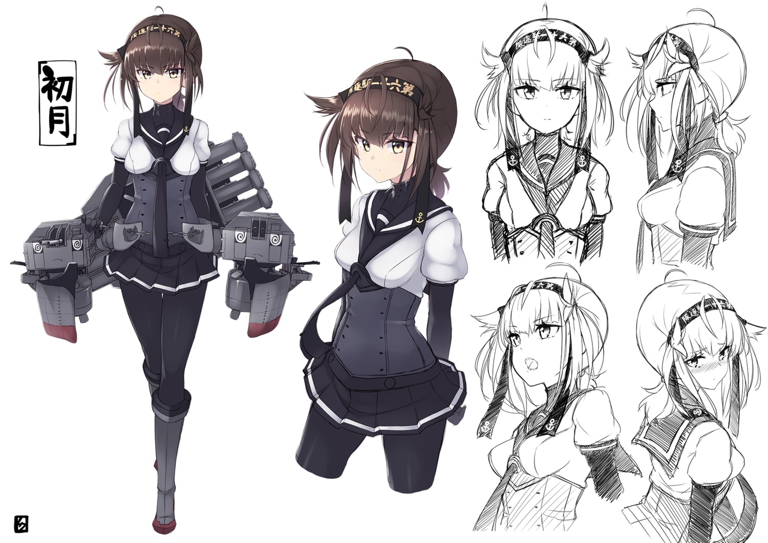 character_design, hatsuzuki_(kancolle), kantai_collection, mku, pantyhose, seifuku, sketch